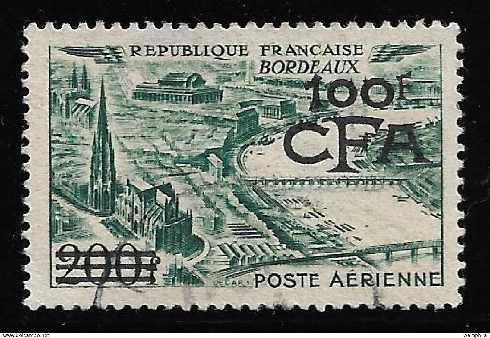 Réunion 1949 P.A N°49, Oblitéré, Vues Stylisées. Bordeaux. Cote 40€ - Airmail