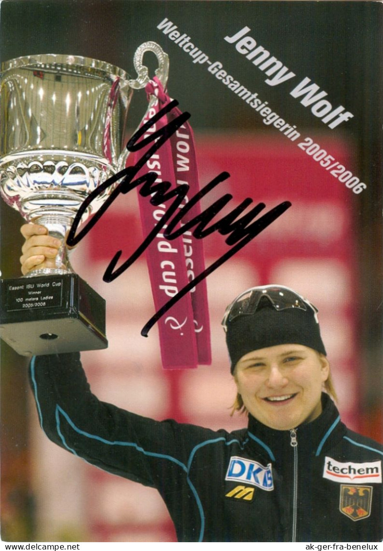Autogramm AK Eisschnellläuferin Jenny Wolf Weltcup-Gesamtsiegerin 05-06 SC Berlin Olympia Ice Speed Skating Schaatsen - Handtekening