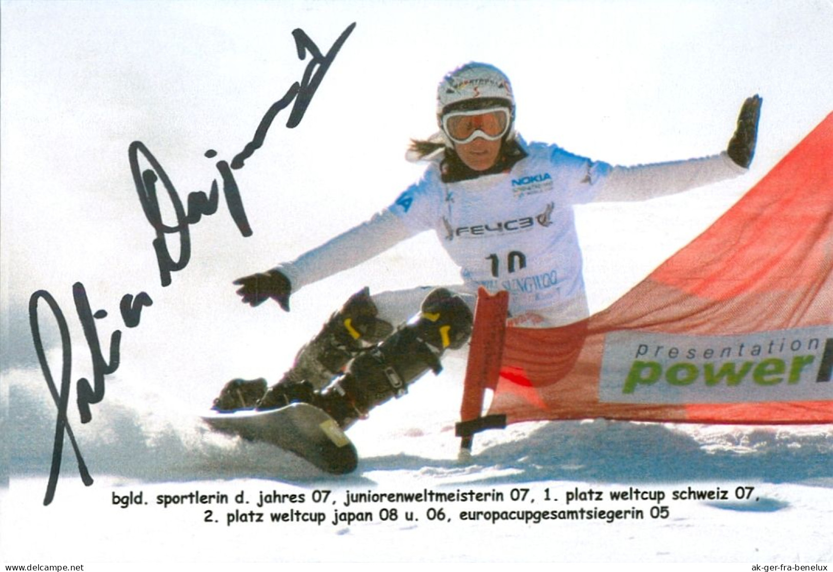 Autogramm AK Snowboarderin Julia Dujmovits Gerersdorf-Sulz Güssing Burgenland Österreich Austria Olympiasiegerin ÖSV - Autographes