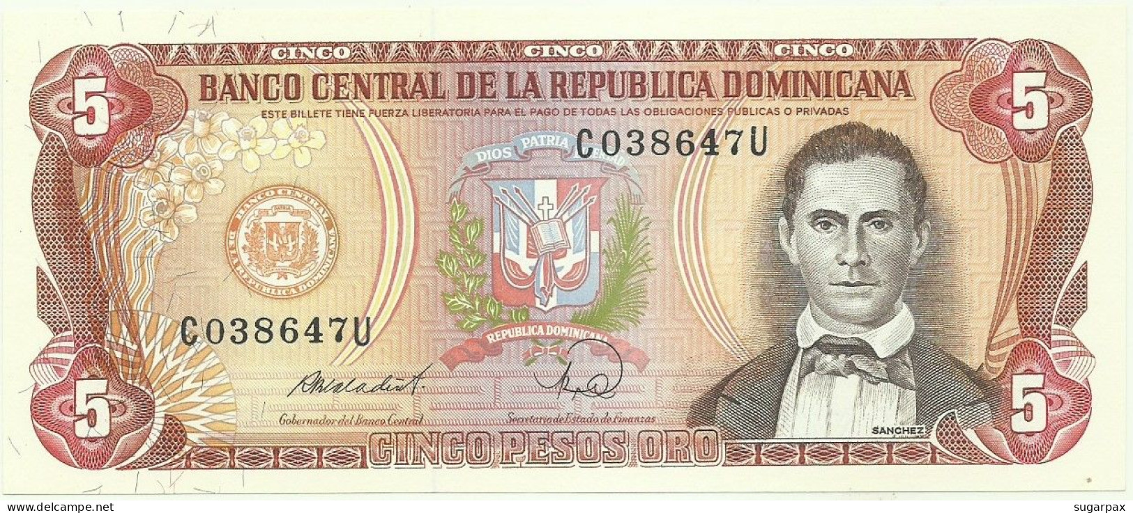 Dominican Republic - 5 Pesos Oro - 1988 - P 118.c - Unc. - Repubblica Dominicana