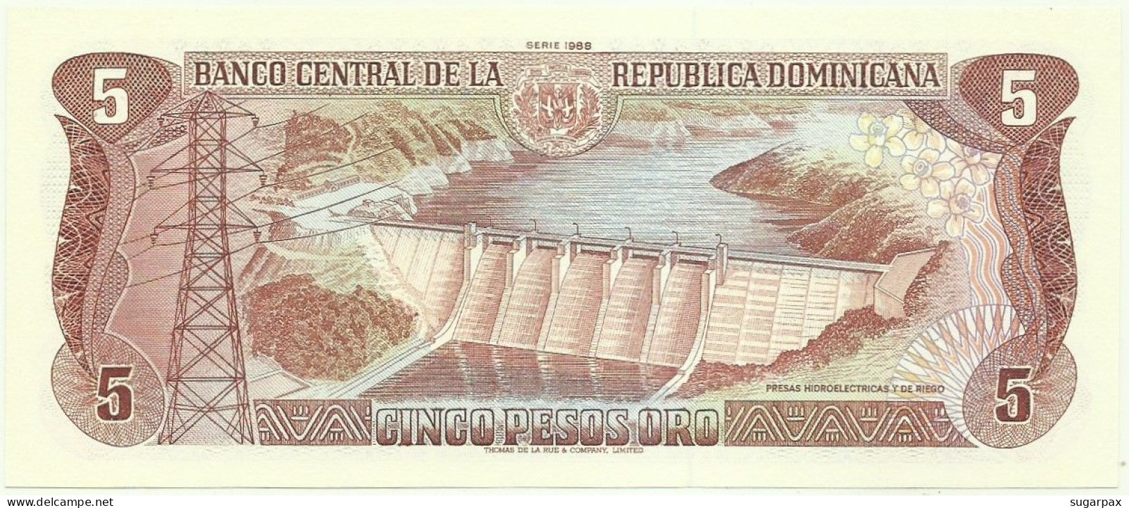Dominican Republic - 5 Pesos Oro - 1988 - P 118.c - Unc. - Dominicaanse Republiek