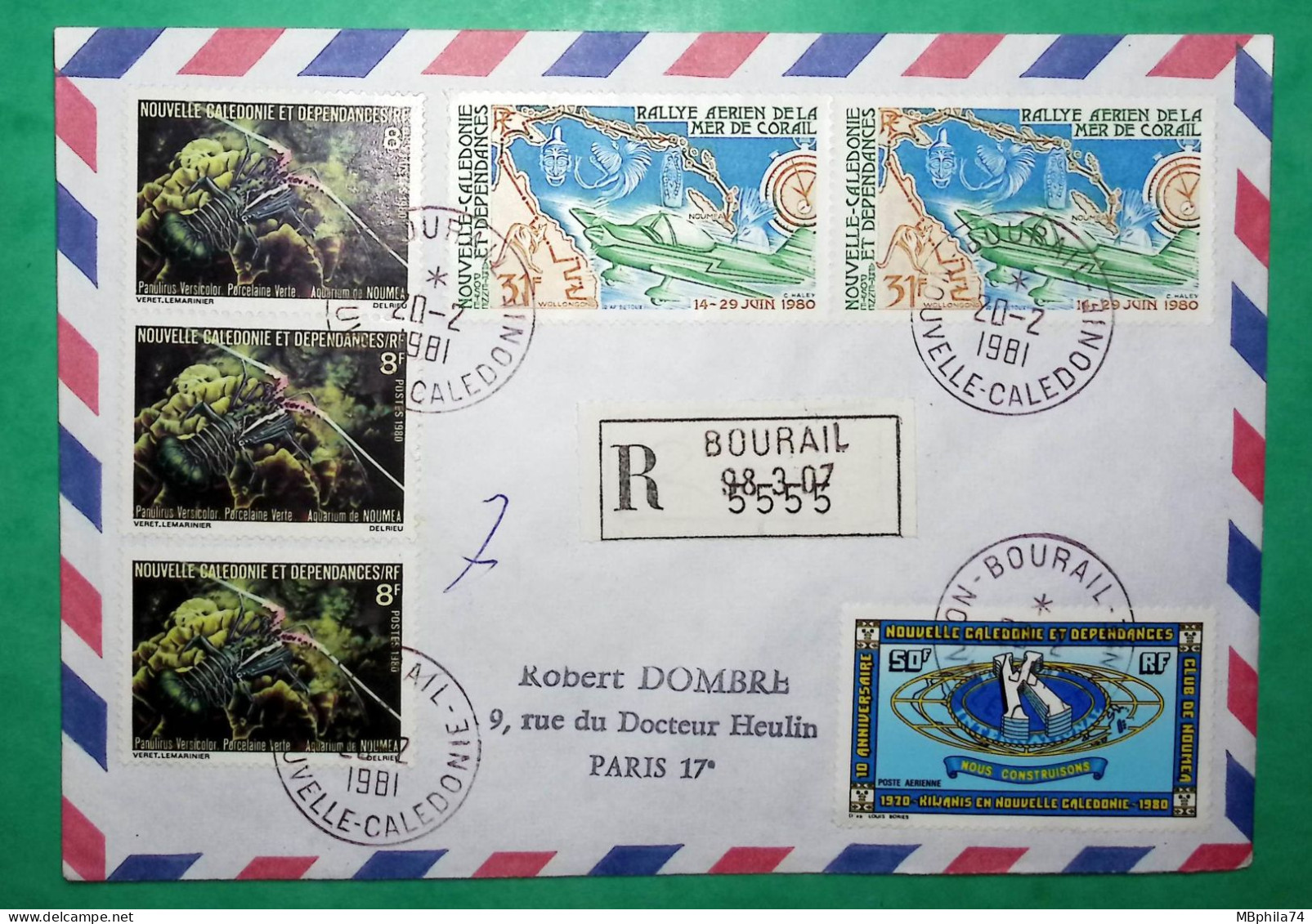 RECOMMANDE BOURAIL NOUVELLE CALEDONIE PAR AVION POUR PARIS 1981 LETTRE COVER FRANCE - Lettres & Documents