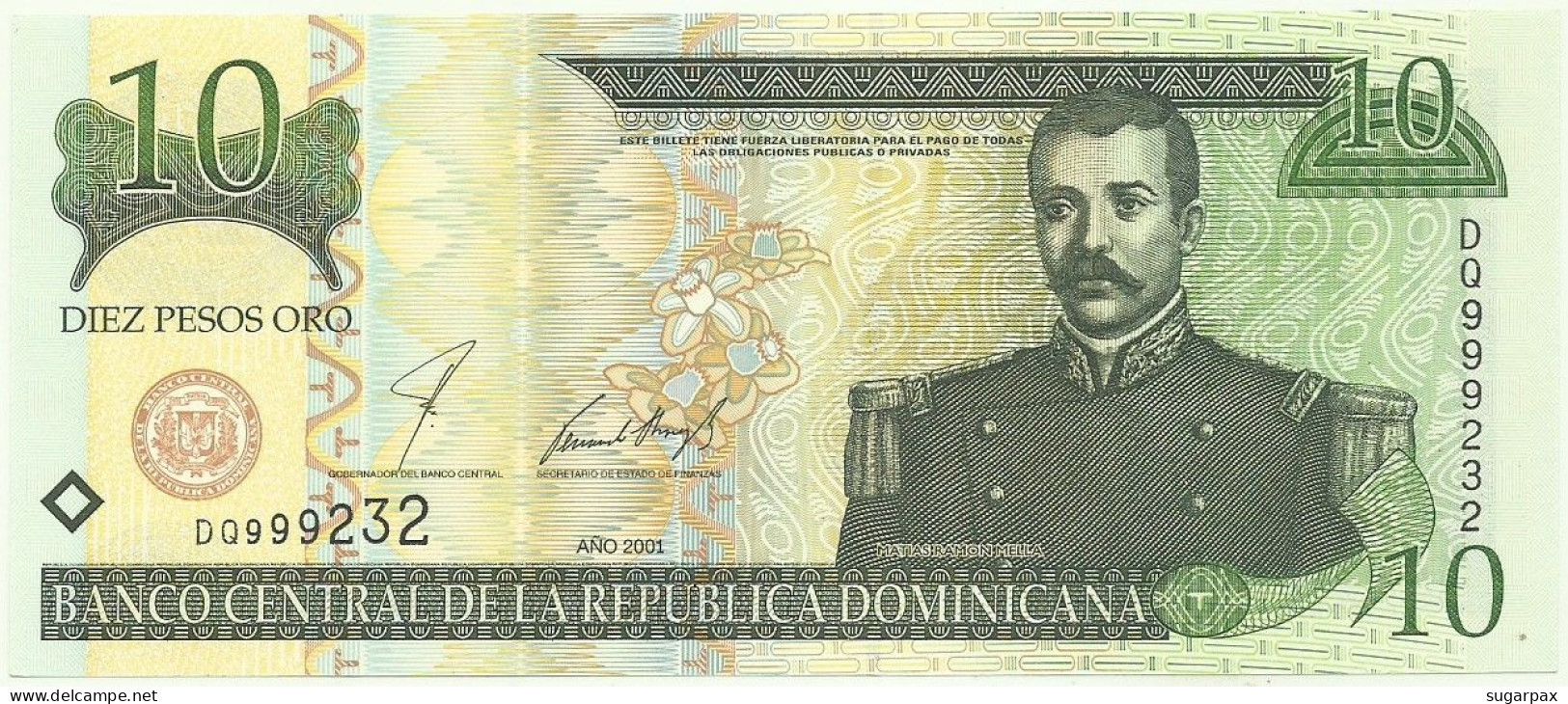 Dominican Republic - 10 Pesos Oro - 2001 - P 165.b - Unc. - Dominicana