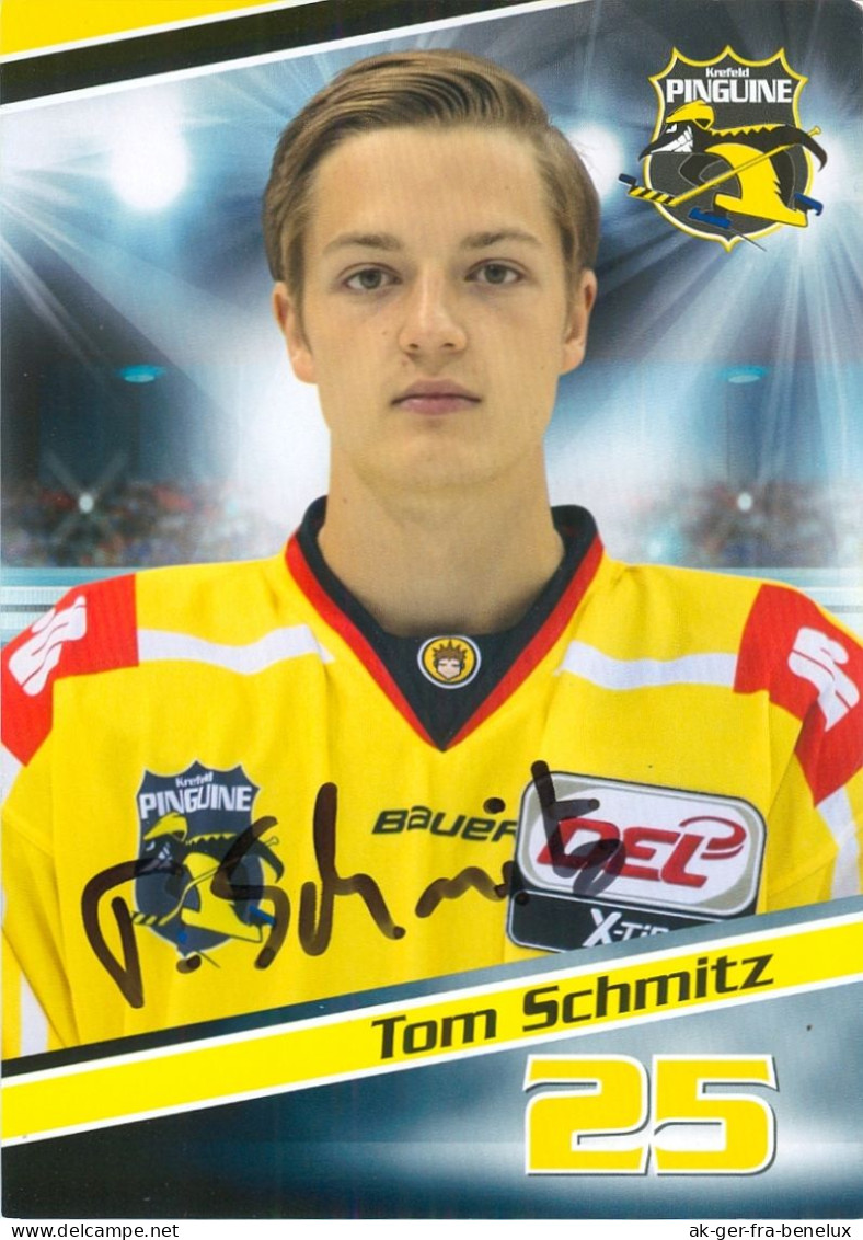 Autogramm Eishockey AK Tom Schmitz Krefeld Pinguine 15-16 Tönisvorst Löwen Frankfurt Herne Füchse Duisburg Herner EV - Sport Invernali