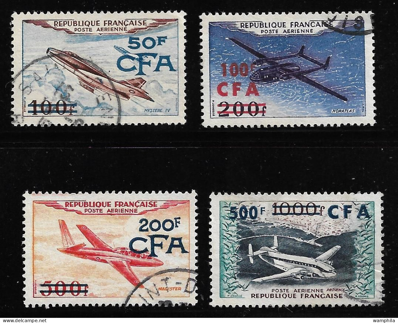 Réunion 1954 P.A N°52/55. Oblitérés, Série Des Prototypes Cote 36€ - Posta Aerea