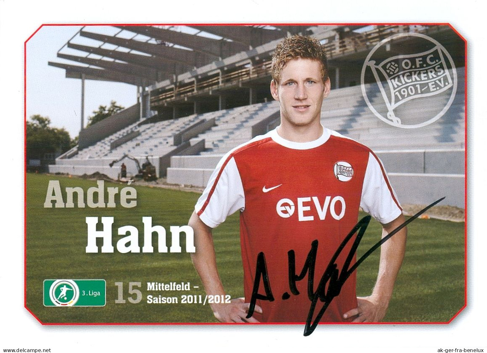 AK André Hahn Offenbacher Kickers 11-12 Andre Otterndorf Hamburger SV FC Augsburg Borussia Mönchengladbach TuS Koblenz - Handtekening