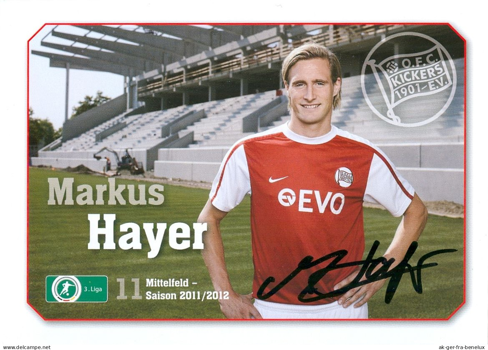 AK Markus Hayer Offenbacher Kickers 11-12 OFC Offenbach Am Main 1. FC Saarbrücken Sportfreunde Siegen FV Wiehl Hessen - Handtekening