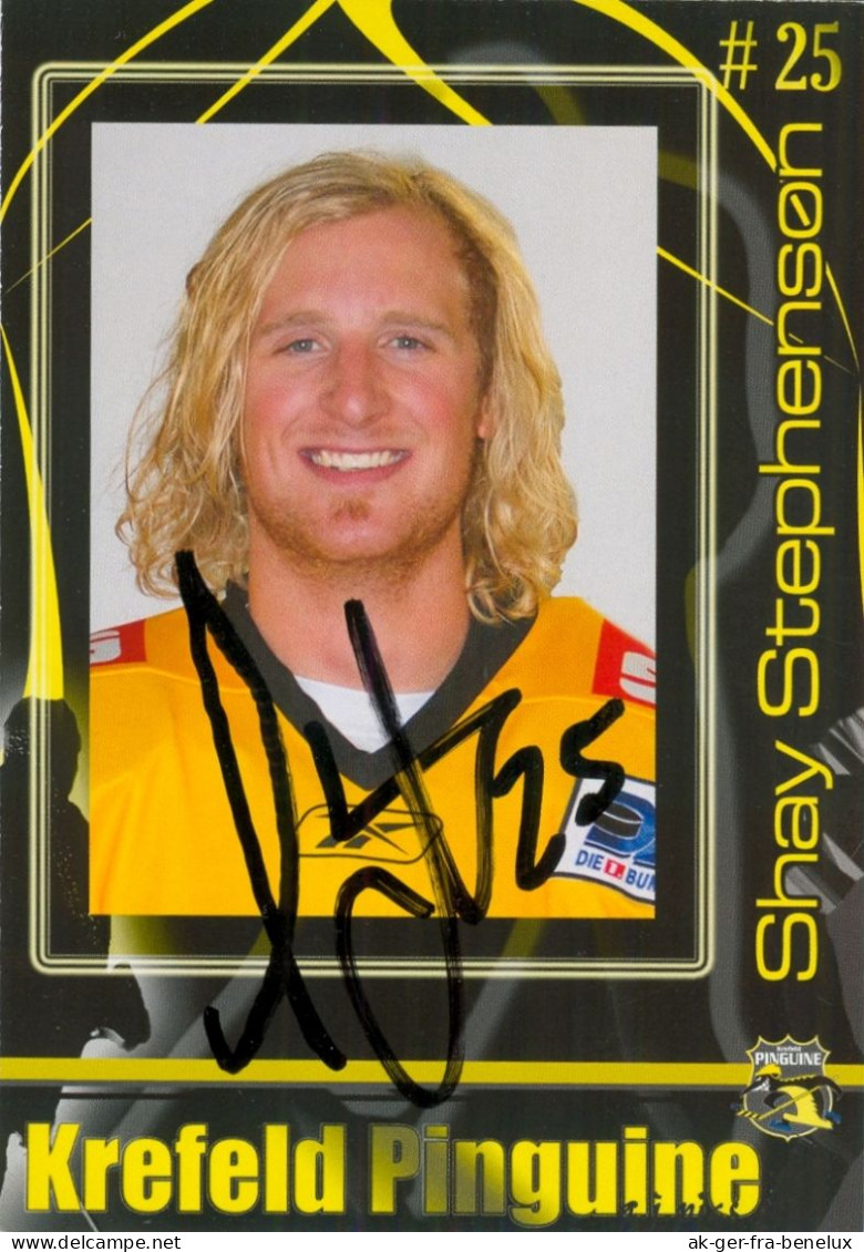 Autogramm Eishockey AK Shay Stephenson Krefeld Pinguine 08-09 Vålerenga Oslo Karlskrona Sparta Sarpsborg Milano Vipers - Sport Invernali