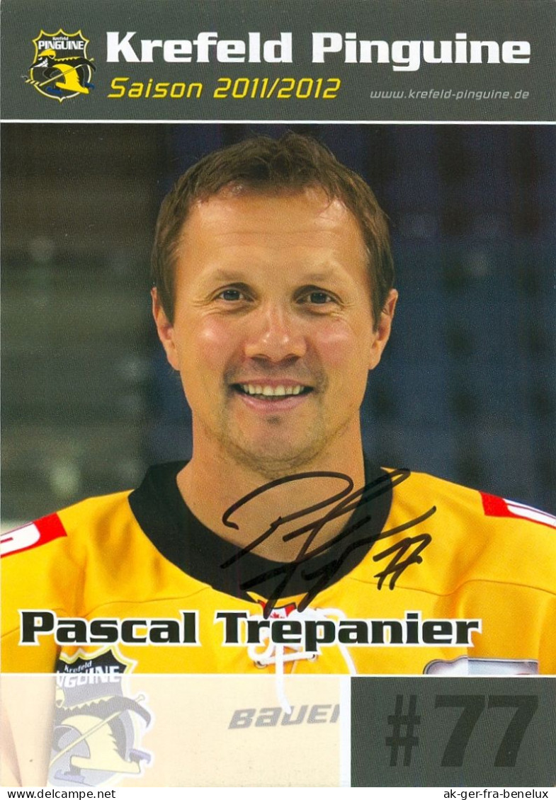 Autogramm Eishockey AK Pascal Trepanier Krefeld Pinguine 11-12 SC Bern Adler Mannheim Nürnberg Ice Tigers Gaspé Québec - Sports D'hiver