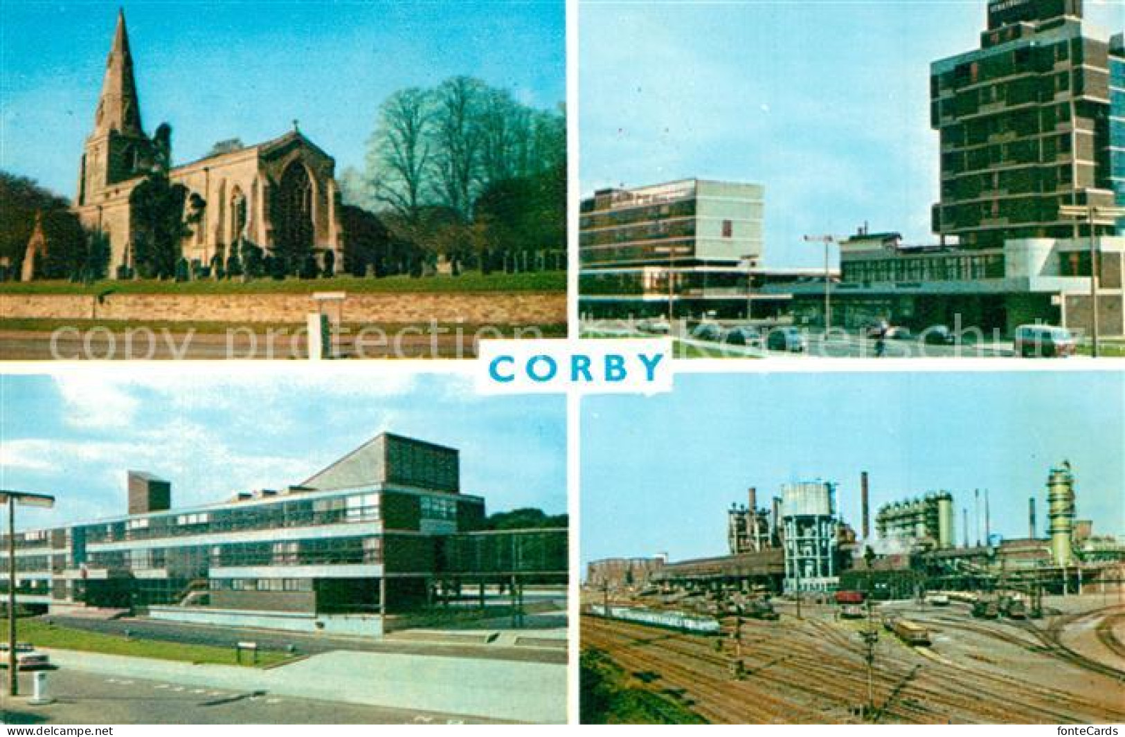 73328278 Corby Corby Parish Church St John Thte Baptist Civic Centre Corby Corby - Northamptonshire