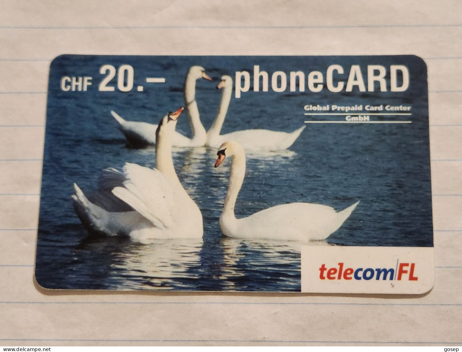 LIECHTENSTEIN-(LI-34)-SWANS-(91)(470-069-8567-2118)(20CHF)-(7/05)(70068936)-tirage-100.000-used Card - Liechtenstein