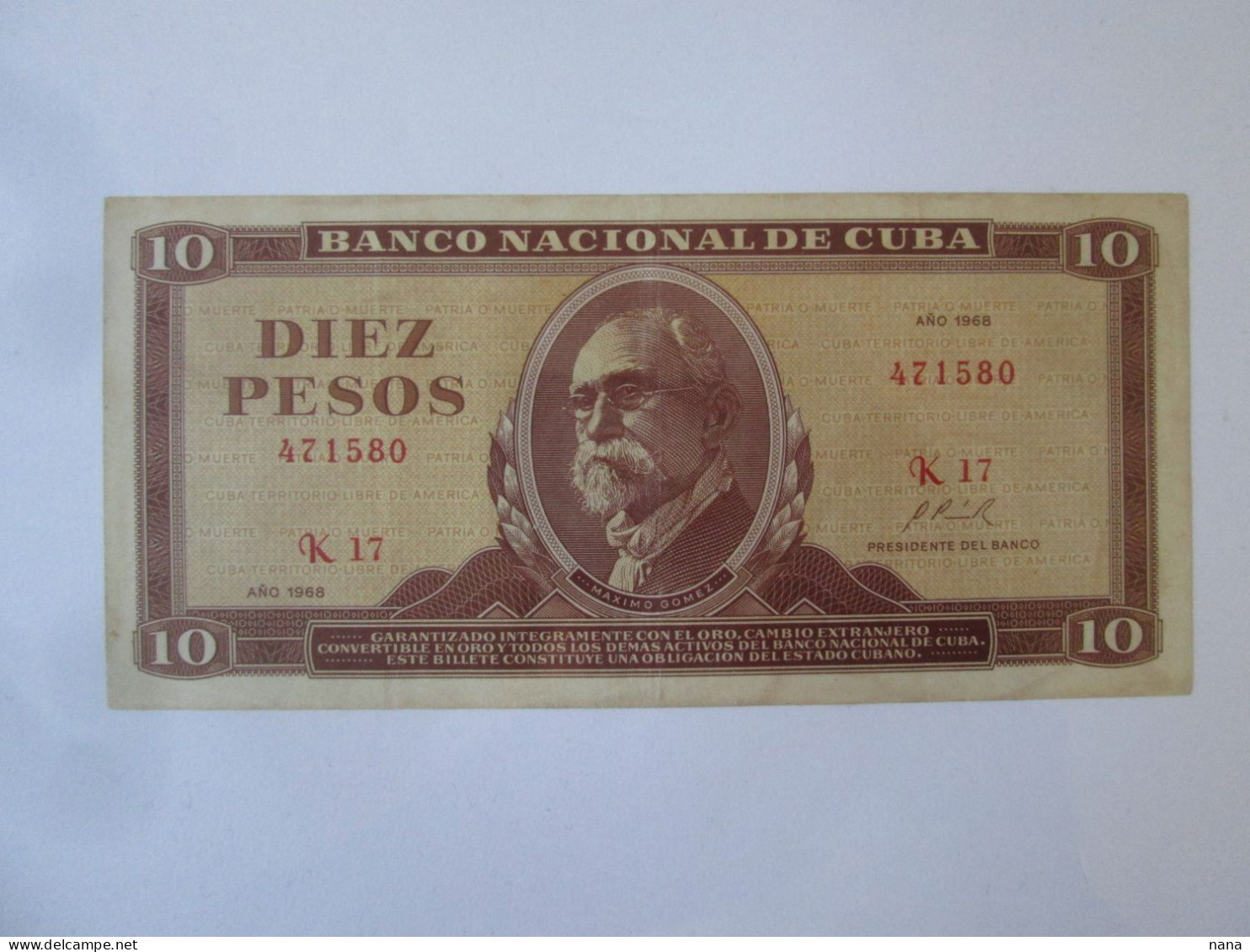 Cuba 10 Pesos 1968 Banknote Maximo Gomez/Fidel Castro,see Pictures - Kuba