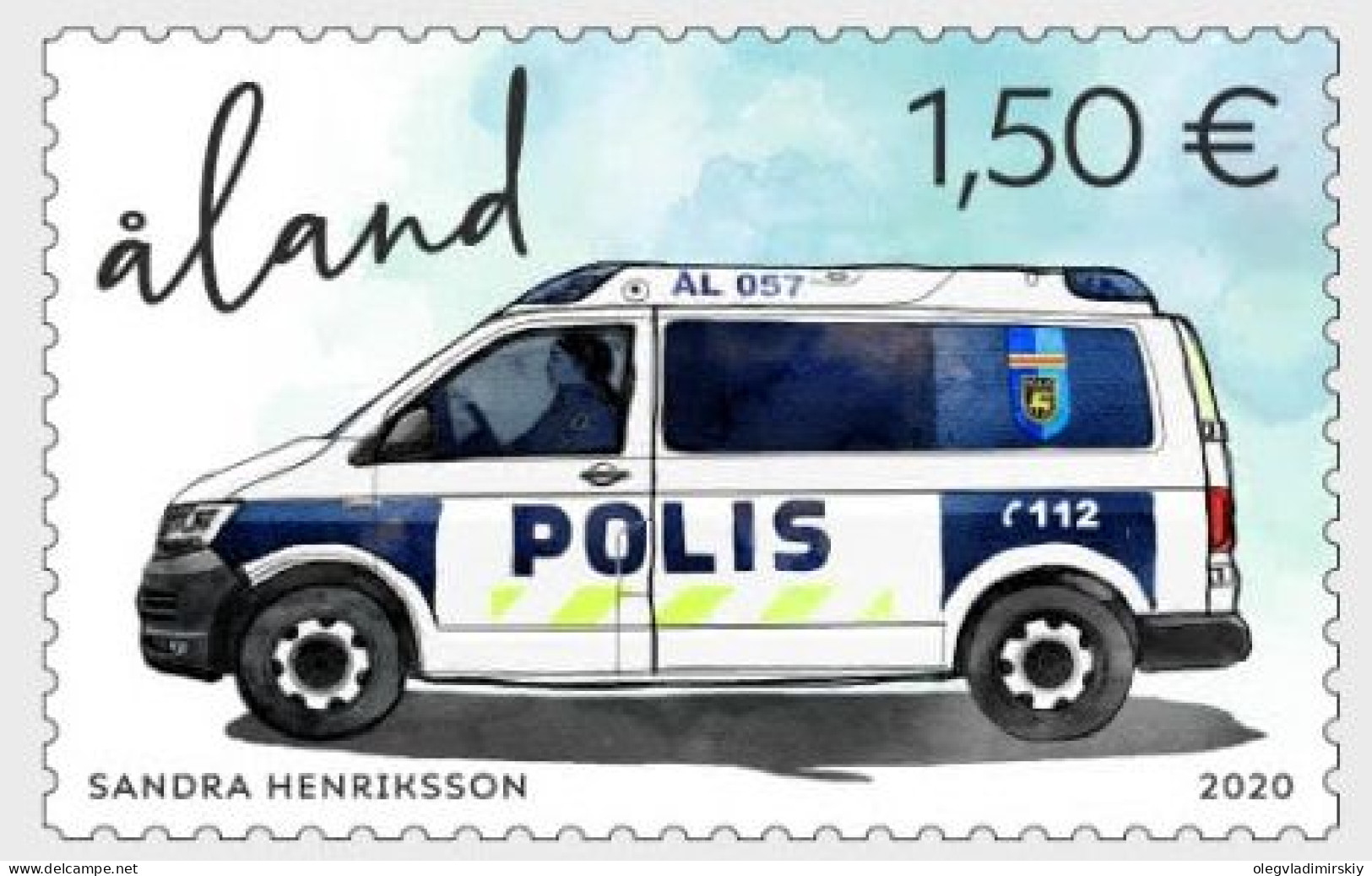 Aland Islands Åland Finland 2020 Police Bus Stamp MNH - Bus