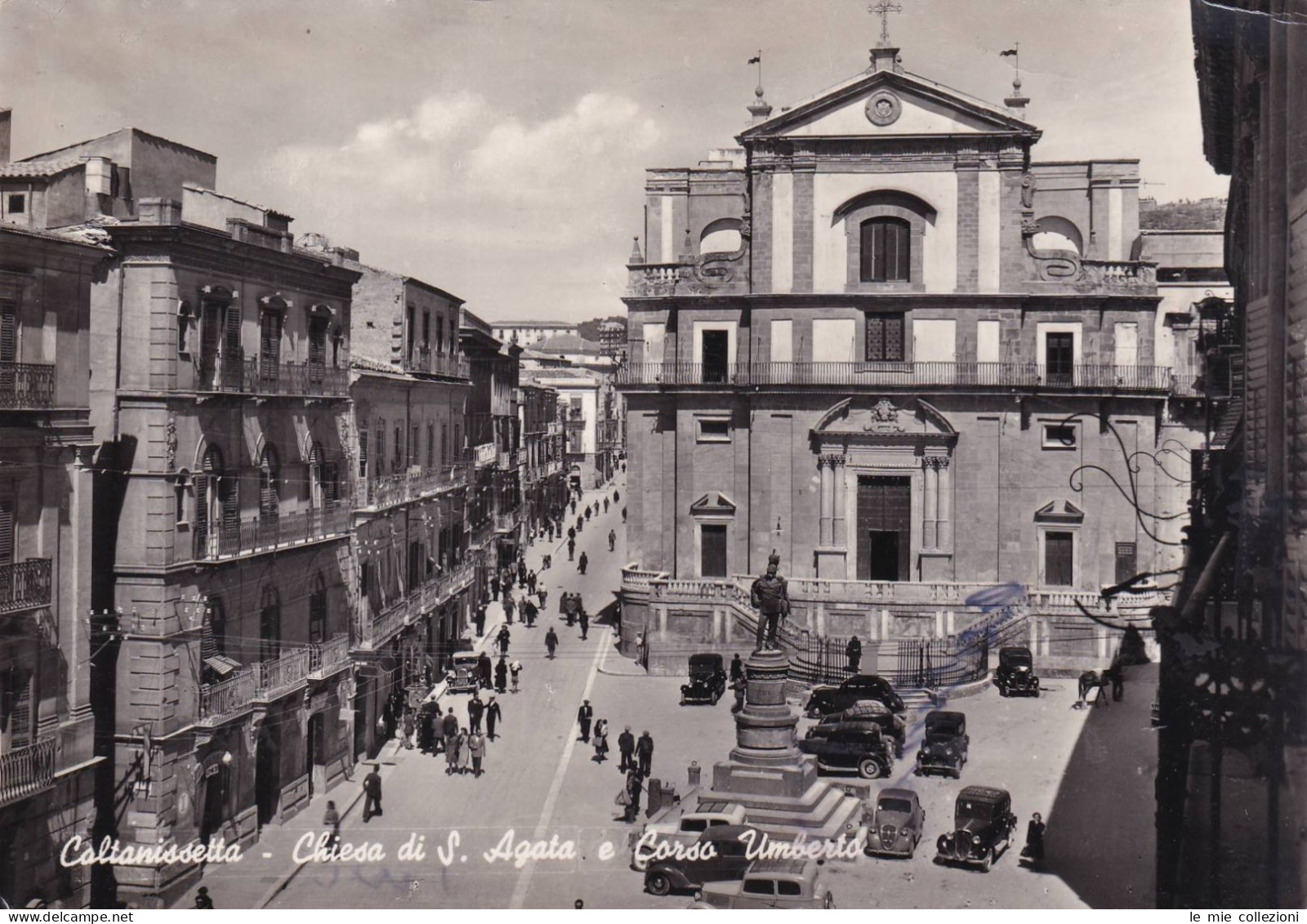 Cartolina Caltanissetta - Chiesa Di S.agata E Corso Umberto - Caltanissetta
