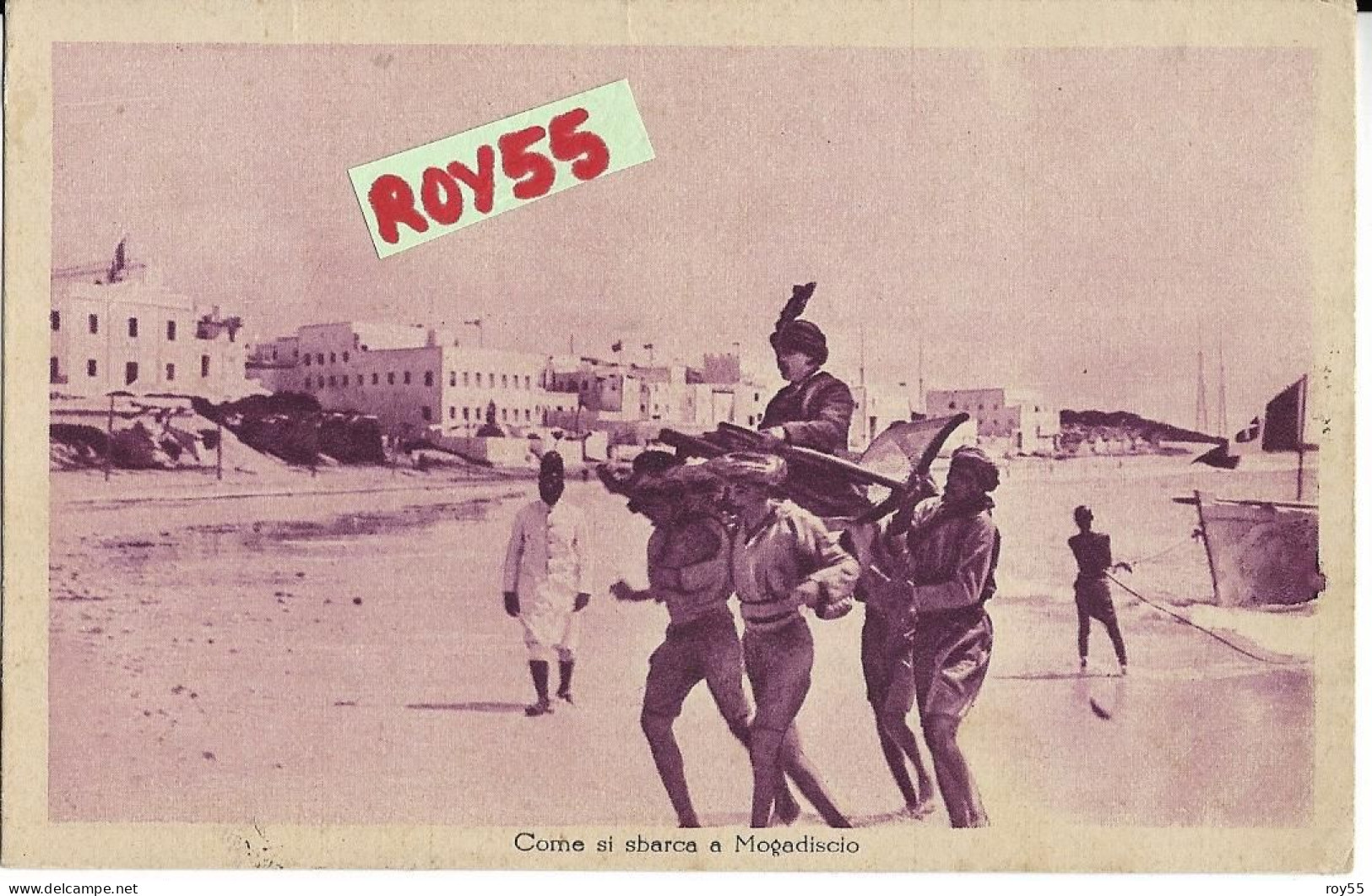 Colonie Italiane Colonia Italiana Somalia Mogadiscio Sbarco Di Persona A Riva Animatissima Anni 30 (f.picc./v.retr/affr) - Somalie