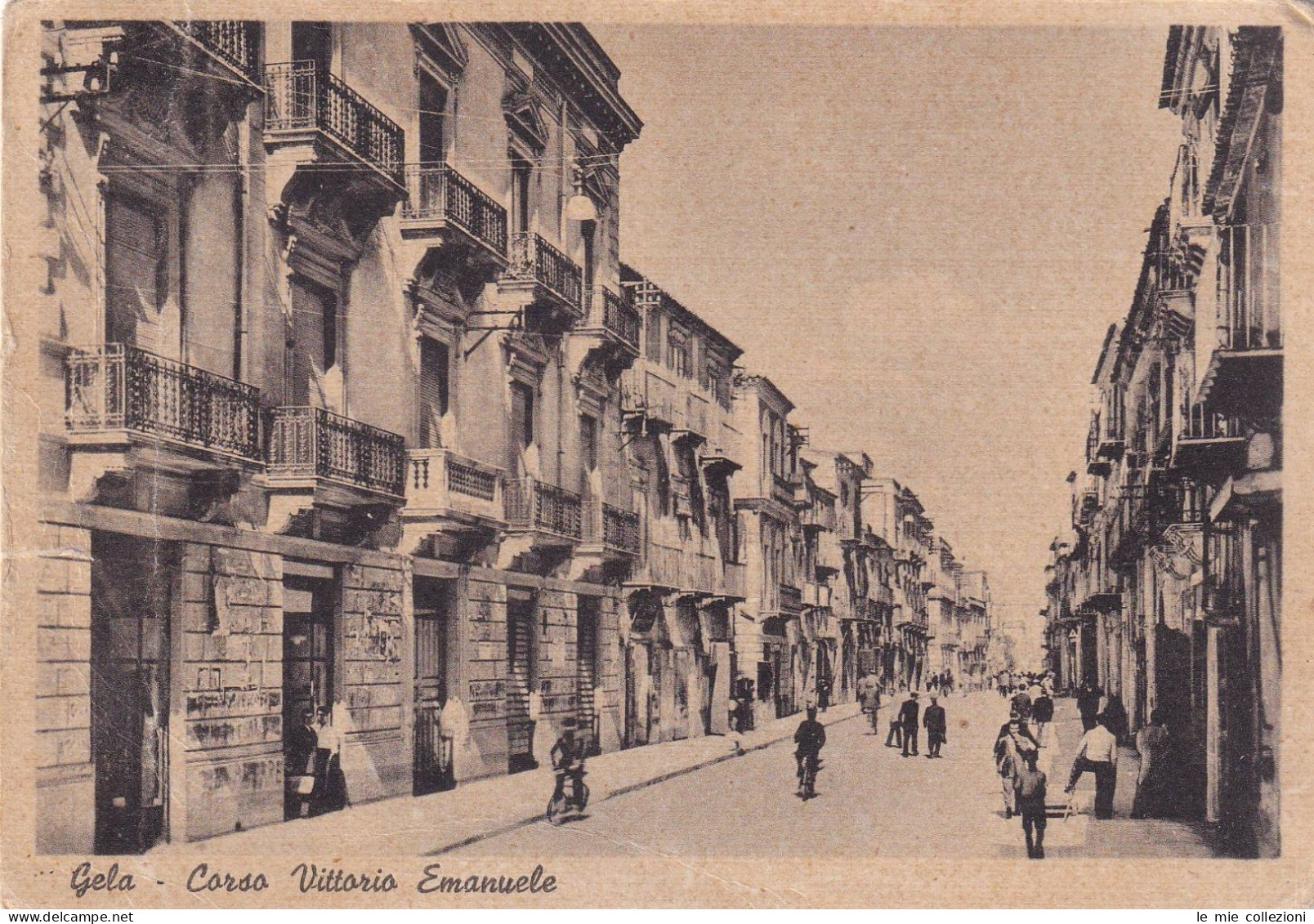 Cartolina Gela ( Caltanissetta ) Corso Vittorio Emanuele - Caltanissetta