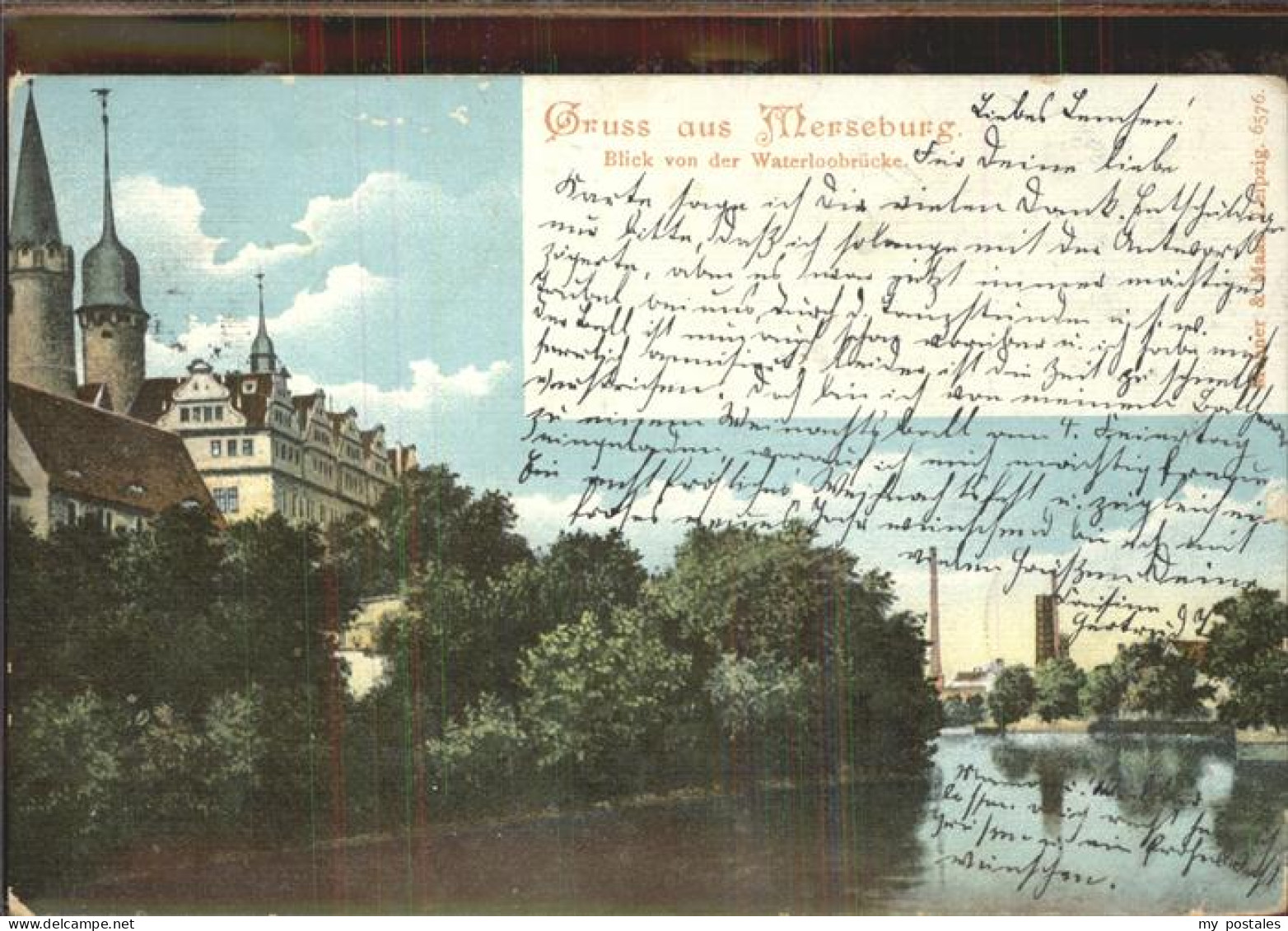 41400377 Merseburg Saale Blick Von Waterloobruecke Teich Schloss Merseburg - Merseburg