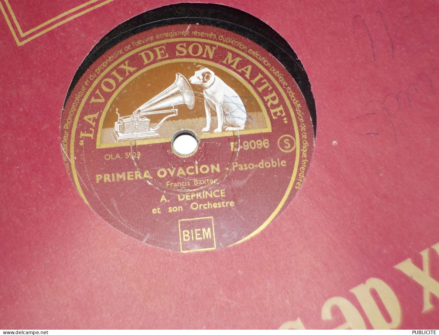 DISQUE 78 TOURS  PASO DOBLE DE  DEPRINCE 1946 - 78 T - Disques Pour Gramophone