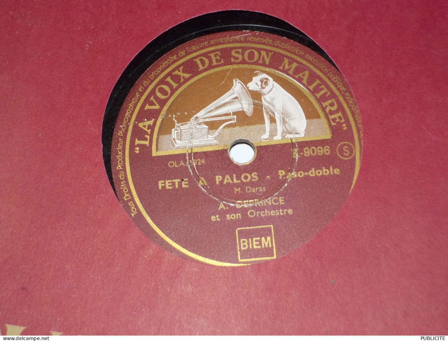 DISQUE 78 TOURS  PASO DOBLE DE  DEPRINCE 1946 - 78 T - Disques Pour Gramophone