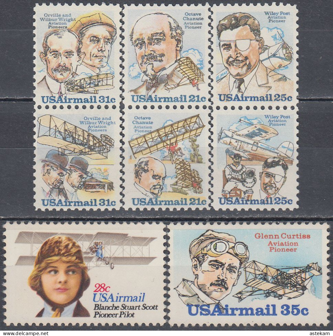 USA 1978, 1979, 1980, The FIRST PIONEERS In AIRCRAFT CONSTRUCTION, FOUR COMPLETE, MNH SERIES With GOOD QUALITY, *** - Unused Stamps