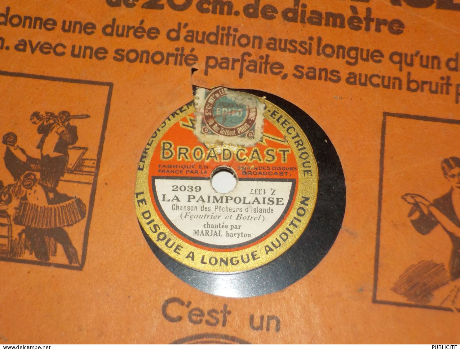 DISQUE VYNIL 78 TOURS CHANT DES PECHEURS D ISLANDE ET BRETONNE  BARYTON MARJAL - 78 Rpm - Gramophone Records