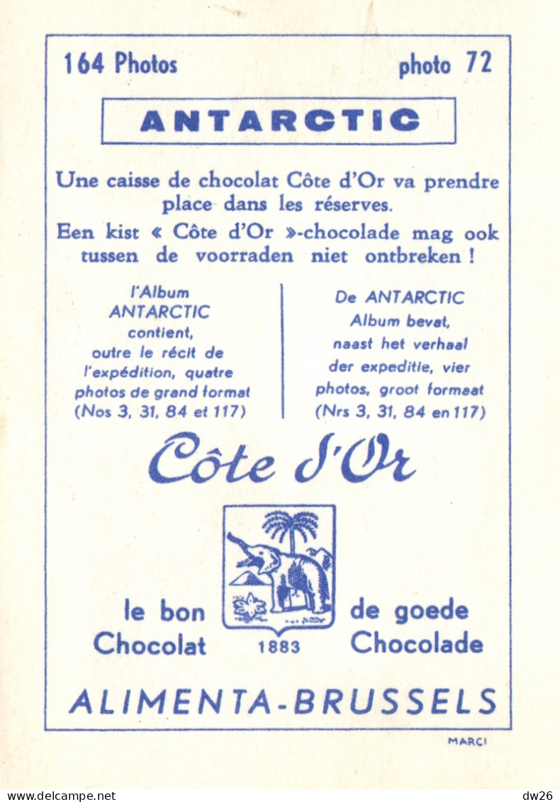 Chromo Chocolats Côte D'Or, Série Antartic - Photo 72: Une Caisse De Chocolat Va Dans Les Réserves - Côte D'Or