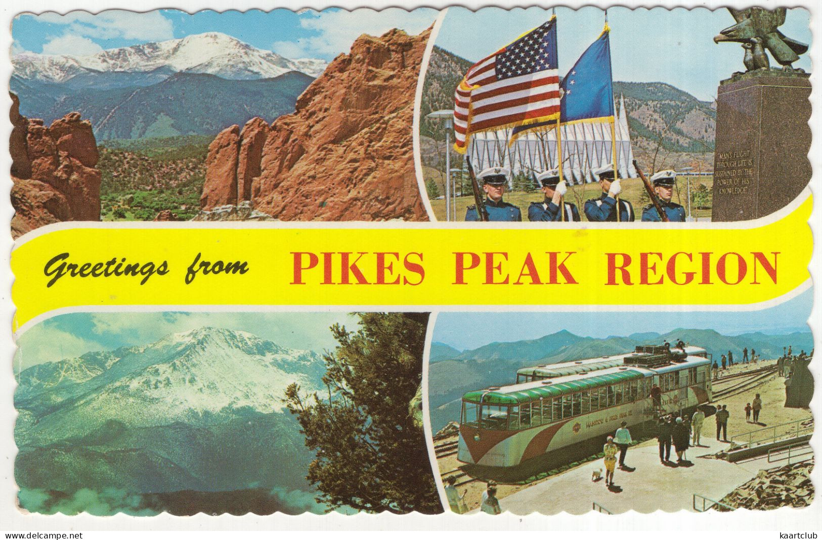 Greetings From Pikes Peak Region, Colorado - TRAIN, MILITARY, FLAGS - (CO, USA) - 1977 - Denver