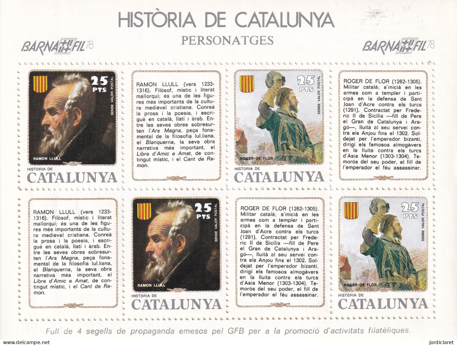 HOJITA  HISTORIA  DE CATALUNYA   BARNAFIL 78 - Fogli Ricordo