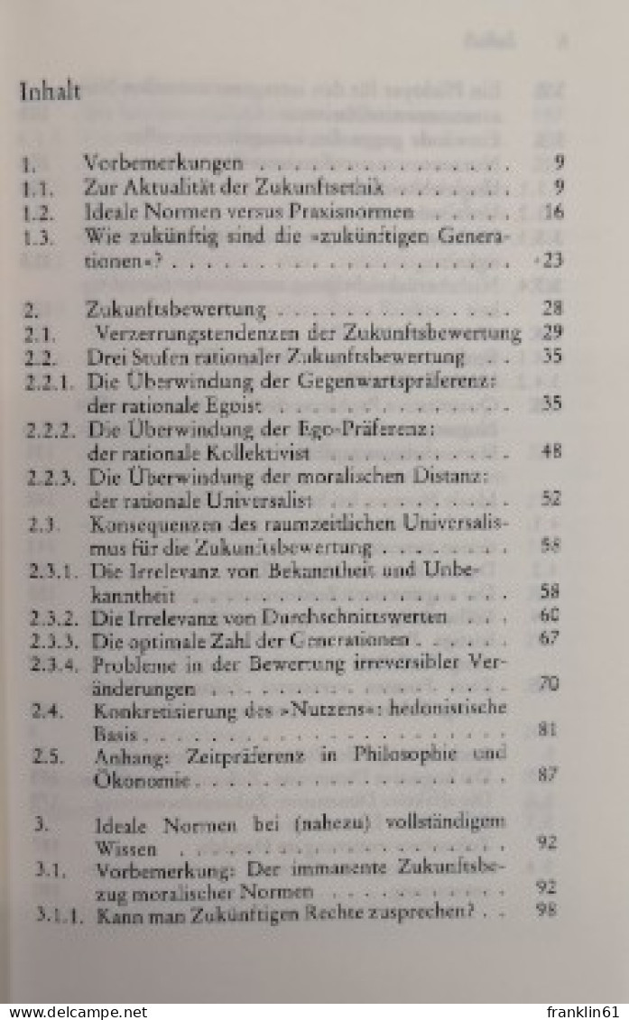 Verantwortung Für Zukünftige Generationen. - Filosofía