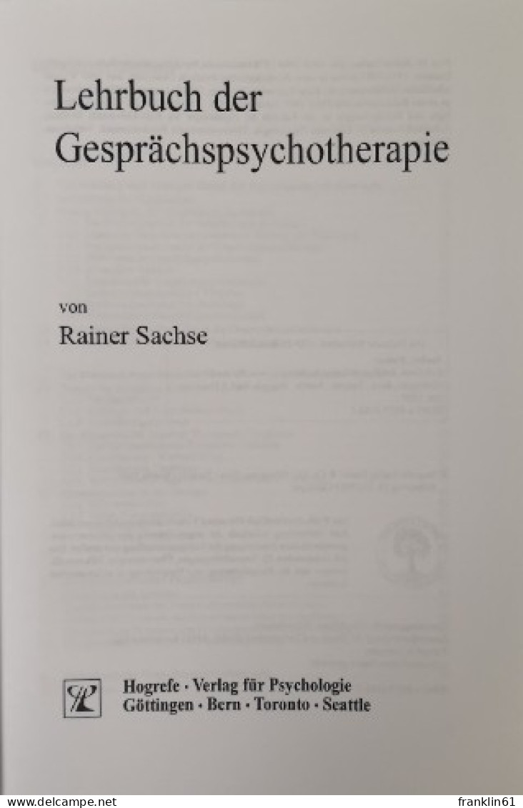 Lehrbuch Der Gesprächspsychotherapie. - Psicología