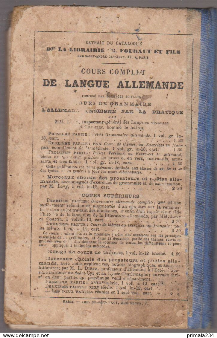 ALLEMAND COURS ELEMENTAIRE - 1879 - Livres Scolaires