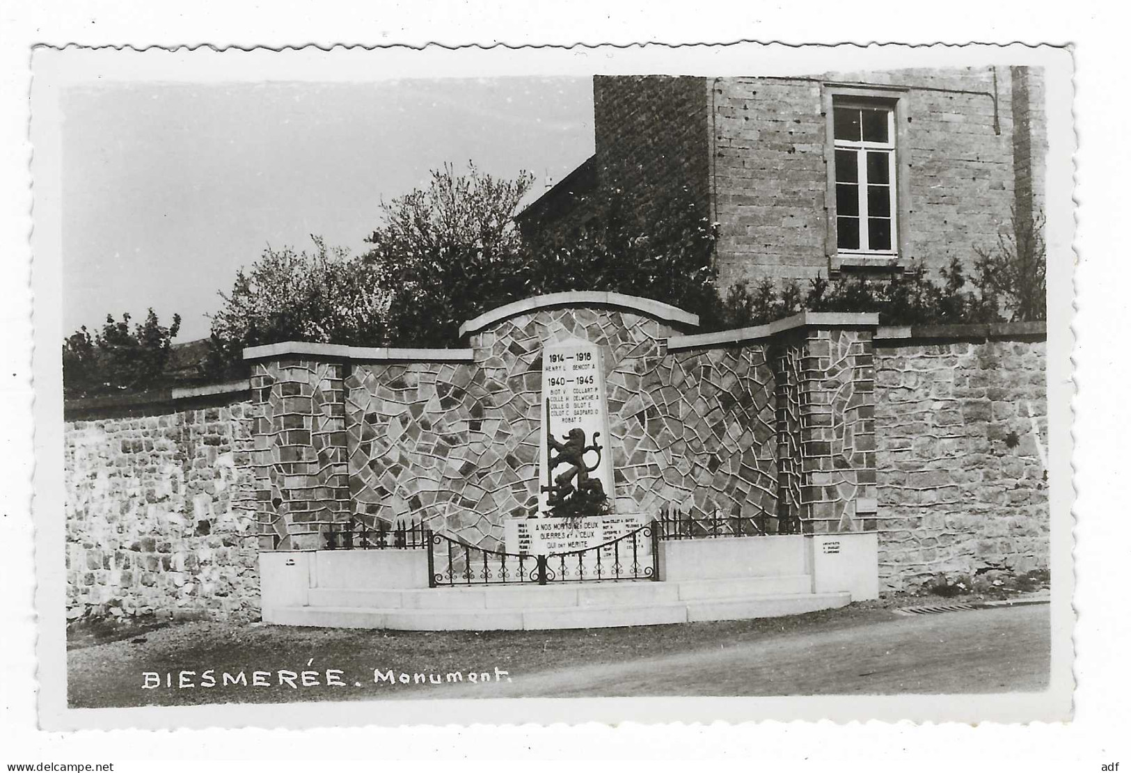 CPSM BIESMEREE, MONUMENT, Format 9 Cm Sur 14 Cm Environ, METTET, BELGIQUE - Mettet