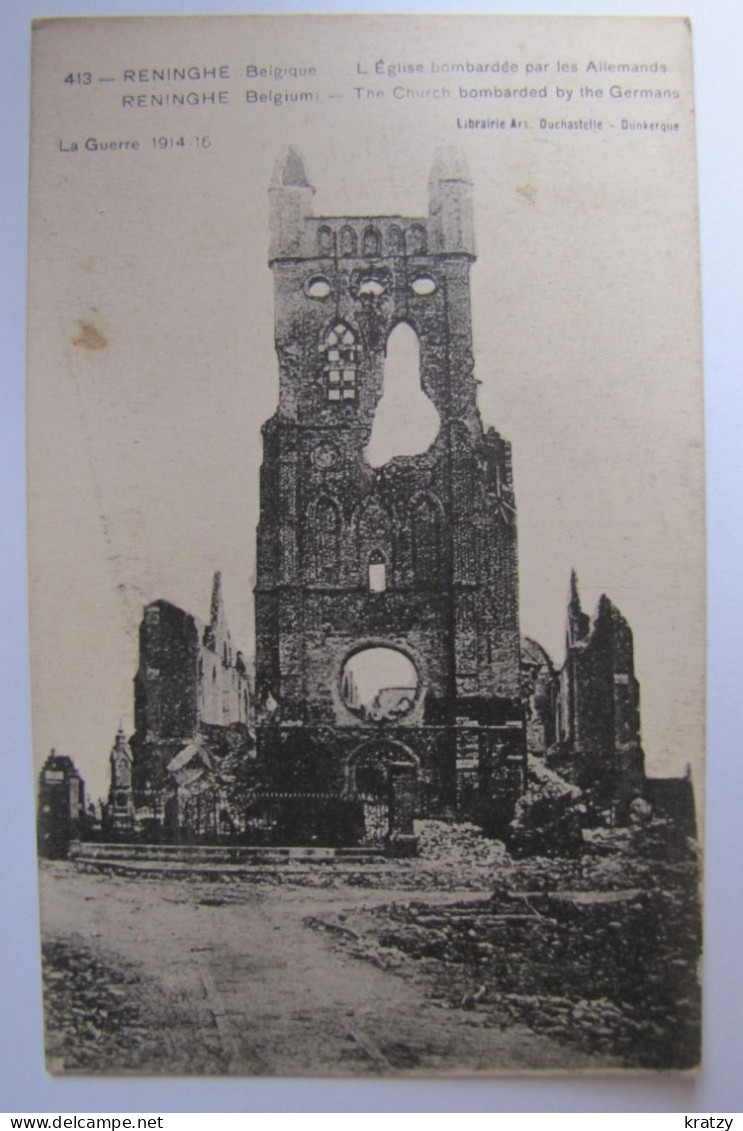 BELGIQUE - FLANDRE OCCIDENTALE - LO-RENINGE - L'Eglise Bombardée Par Les Allemands - Lo-Reninge