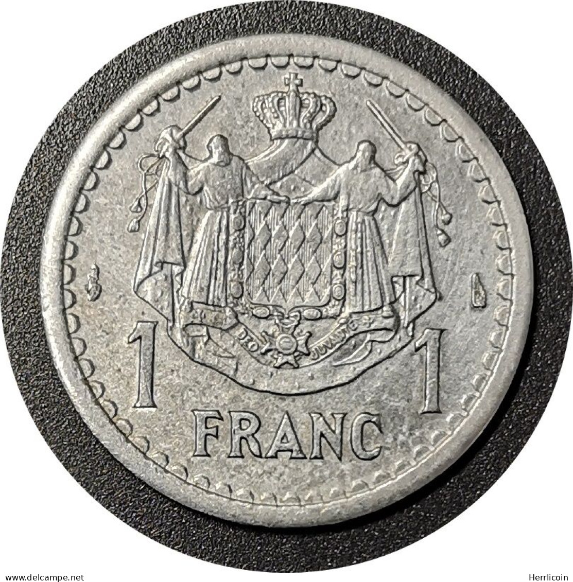 Monnaie Monaco - 1943 -  1 Franc Louis II Aluminium - 1922-1949 Louis II