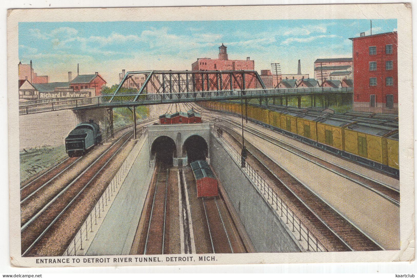 Entrance To Detroit River Tunnel, Detroit, Mich. - (MI, USA) - 1924 - 2x TRAIN M.C.R.R. - Detroit