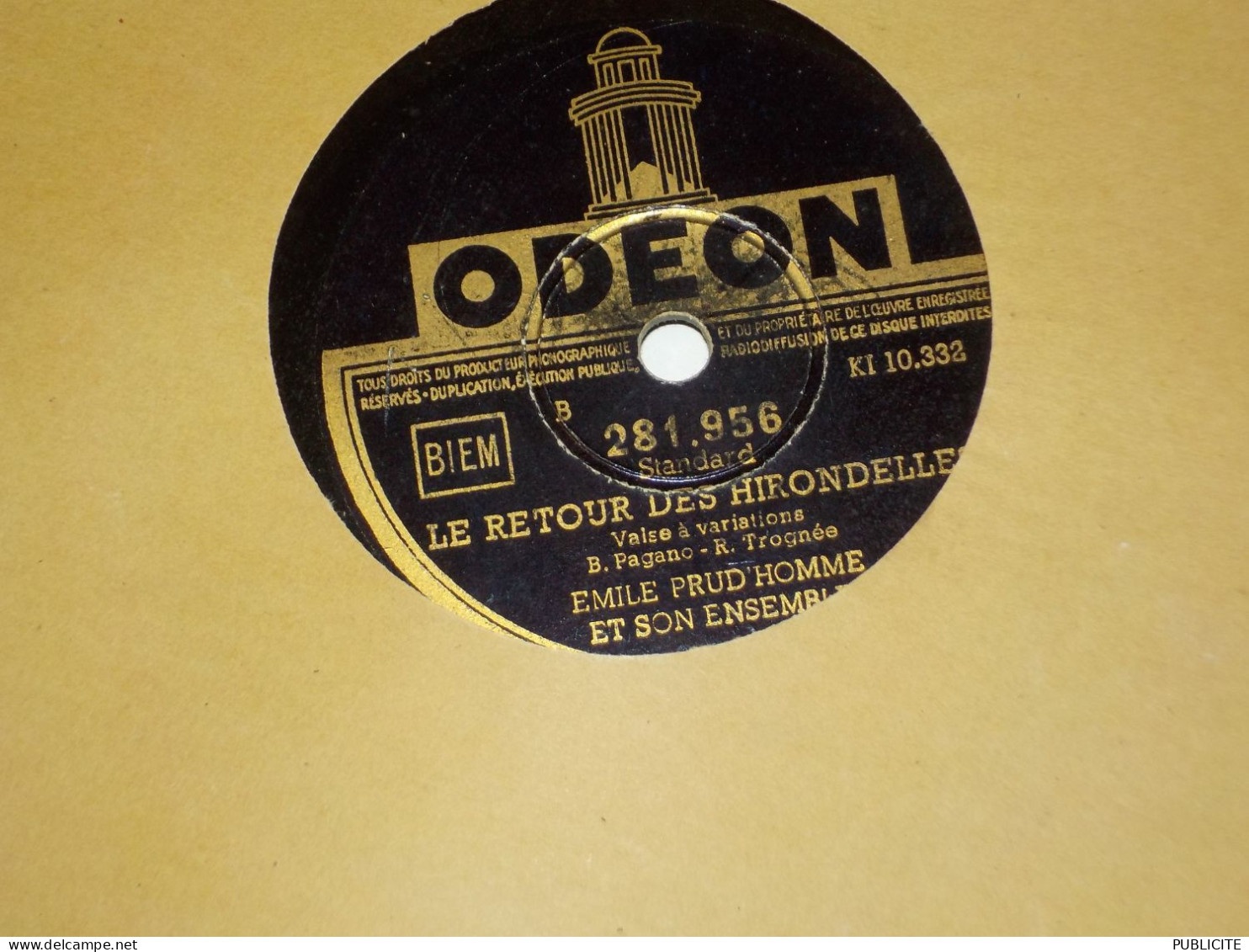 DISQUE 78 TOURS VALSE ET SAMBA EMILE PRUD HOMME 1959 - 78 Rpm - Schellackplatten