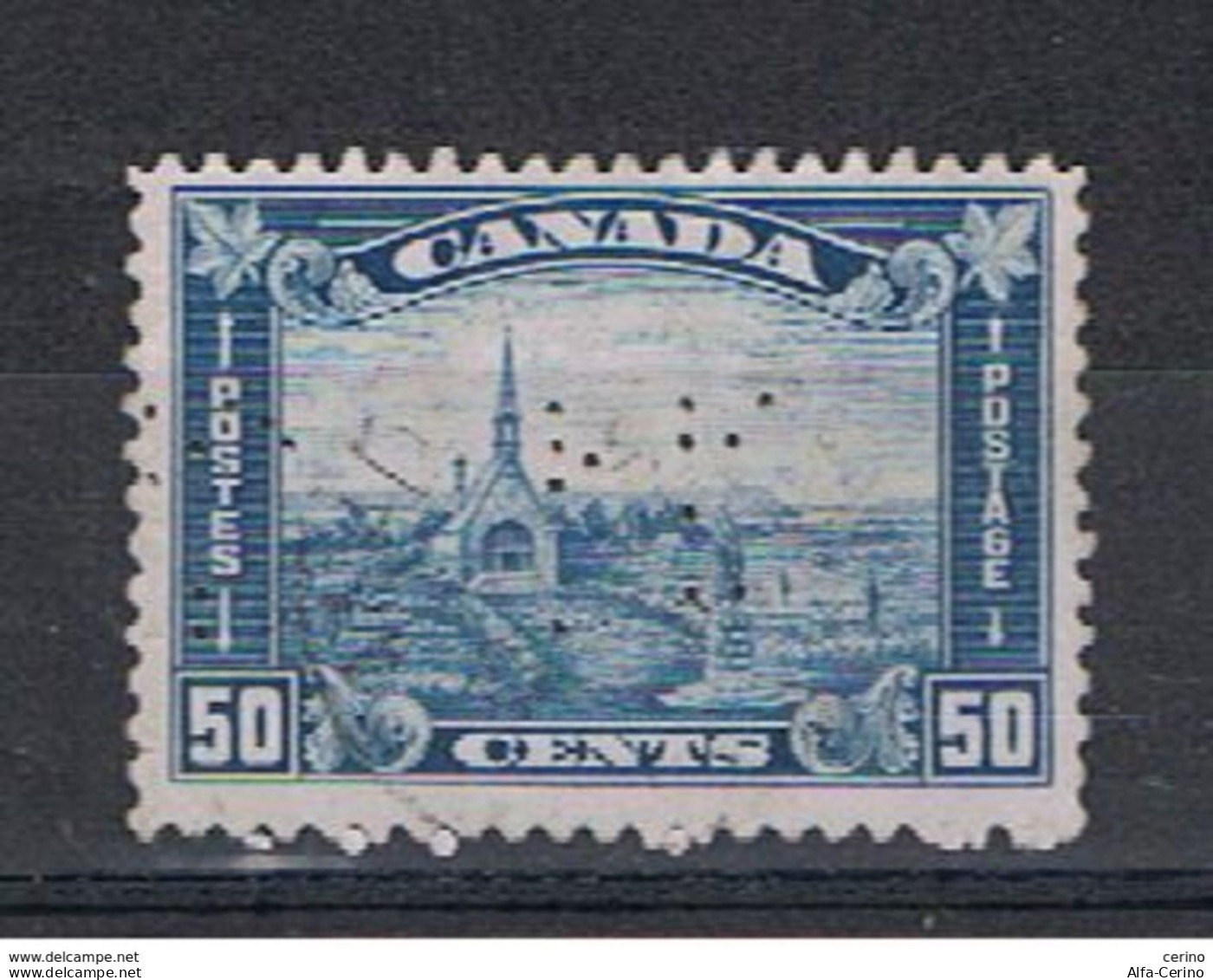 CANADA:  1930/31  ARCADIA  MUSEUM  -  PERFIN  -  50 C. USED  STAMP  -  YV/TELL. 154 - Perfins