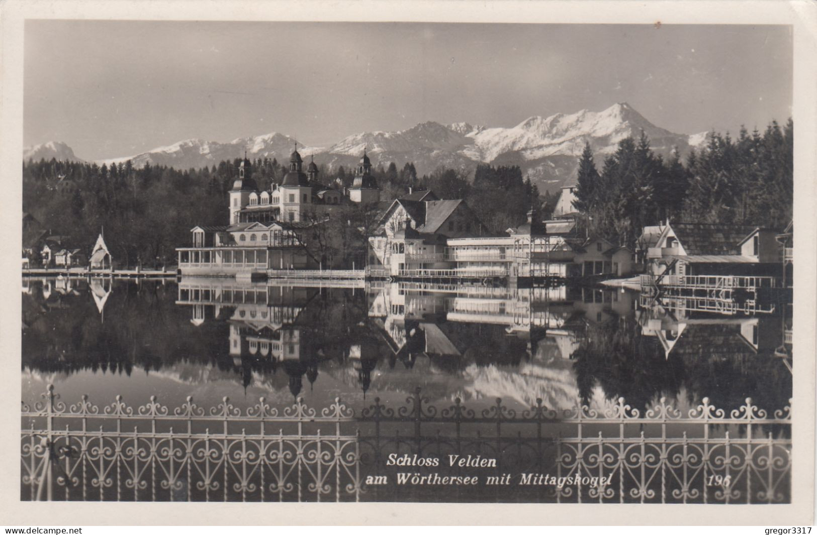 E2487) Schloss VELDEN Am Wörthersee Mit Mittagskogel über Alten Schönen Zaun Gesehen ALT 1949 - Velden