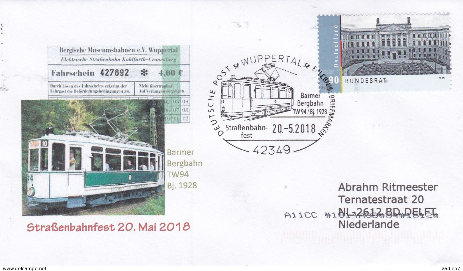 Germany Deutschland Strassenbahnfest Wüppertal Barmer Bergbahn TW94 1928 20-05-2018 - Tram