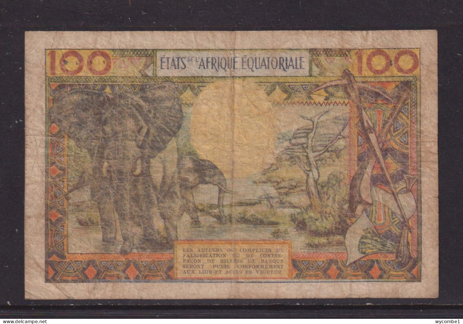 EQUATORIAL AFRICAN STATES (Congo - Code C) - 1963 100 Francs Circulated Banknote - Repubblica Del Congo (Congo-Brazzaville)