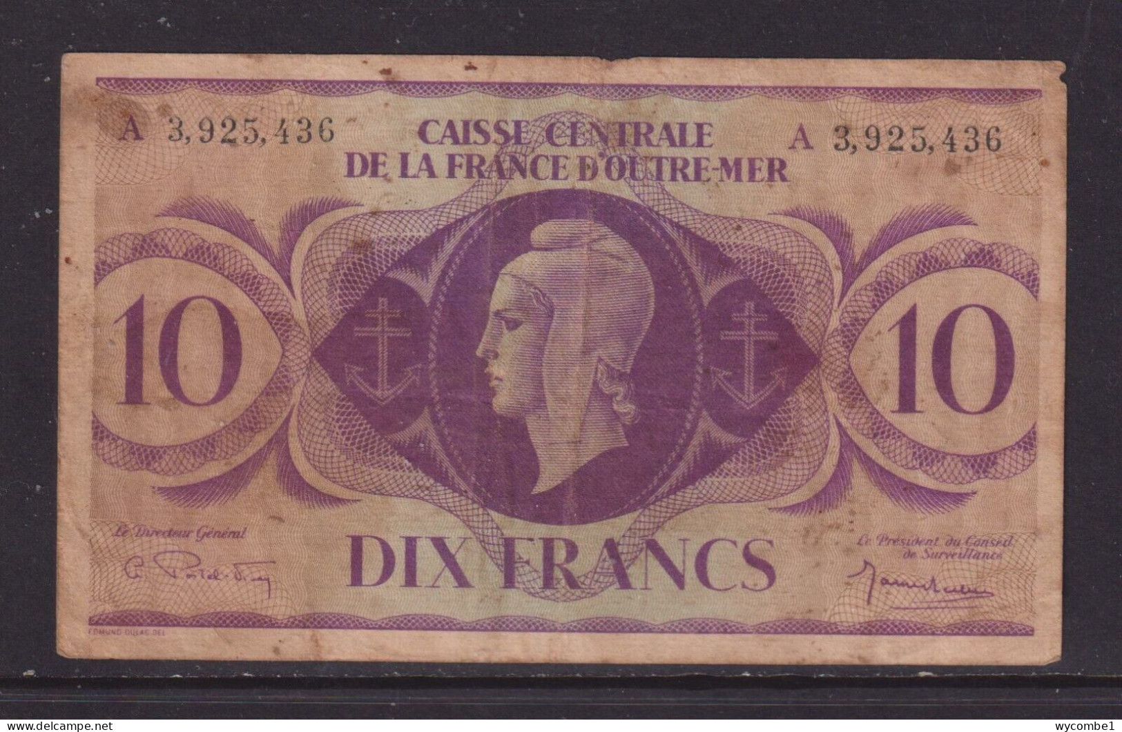 FRENCH EQUATORIAL AFRICA - 1944 10 Francs Circulated Note - Republic Of Congo (Congo-Brazzaville)
