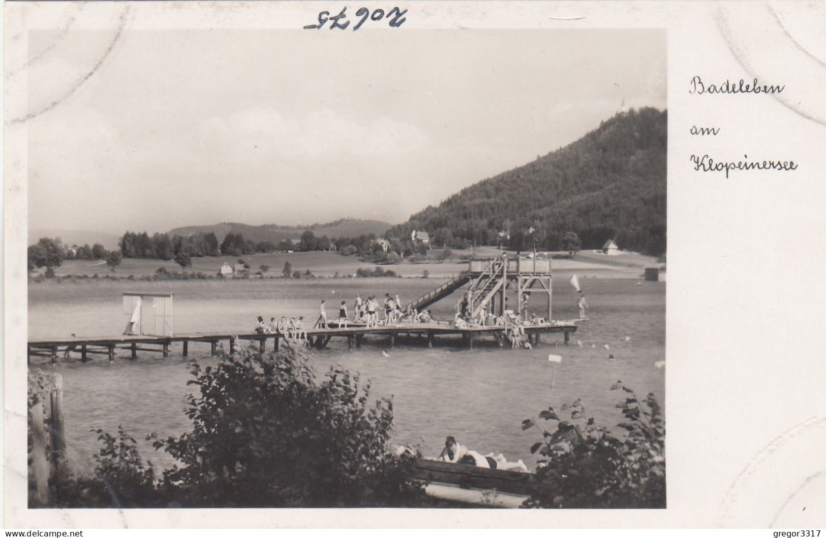 E2497) Badeleben Am KLOPEINERSEE - Kärnten - S/W FOTO AK Mit Rutsche - Steg U. Badenden - Klopeinersee-Orte