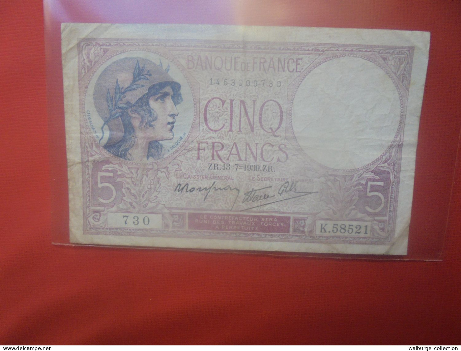 FRANCE 5 FRANCS 1939 Circuler (B.32) - 5 F 1917-1940 ''Violet''