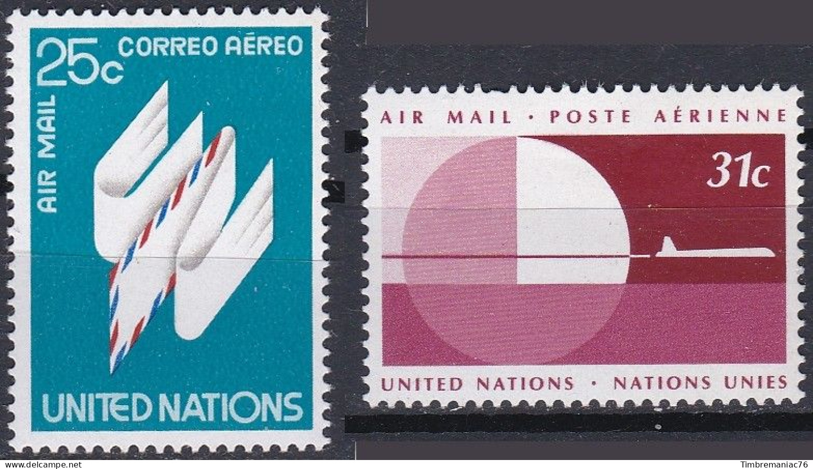 Nations Unies N.Y. 1977 Poste Aérienne YT 22-23 Neufs - Poste Aérienne