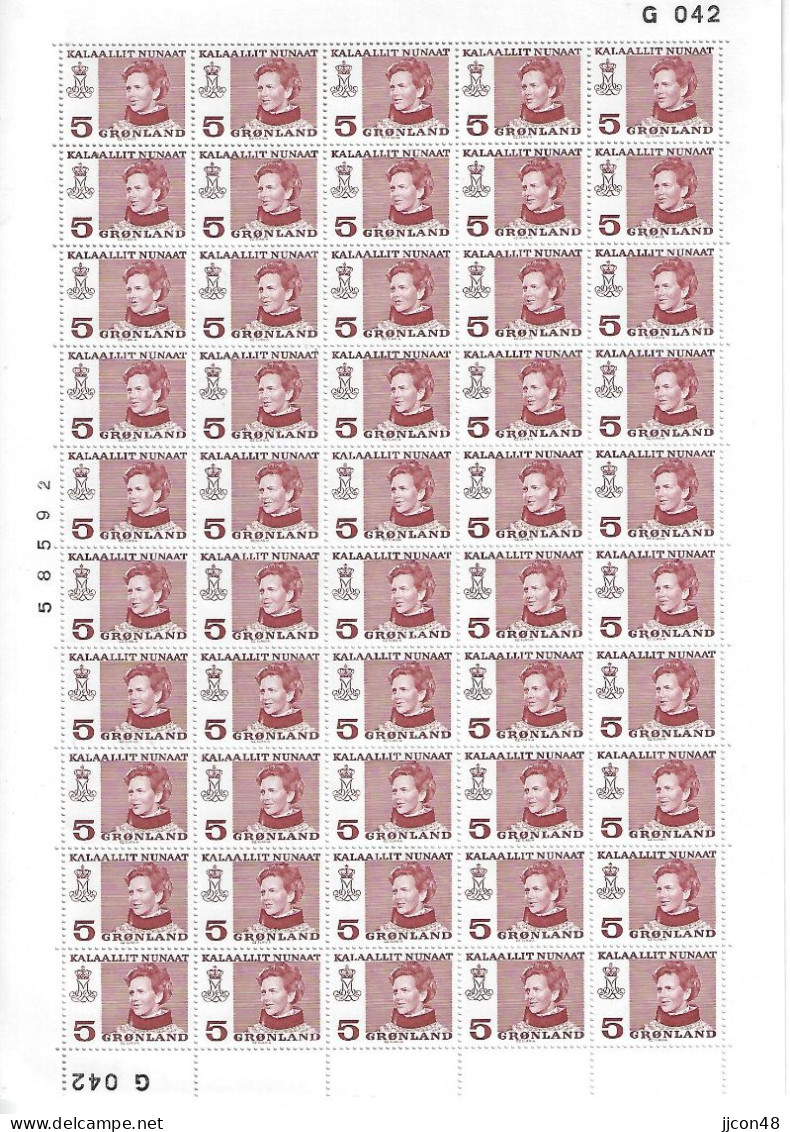 Greenland 1978  Queen Margarethe (**) MNH  Mi.106 (complete Sheet Of 50) - Nuovi