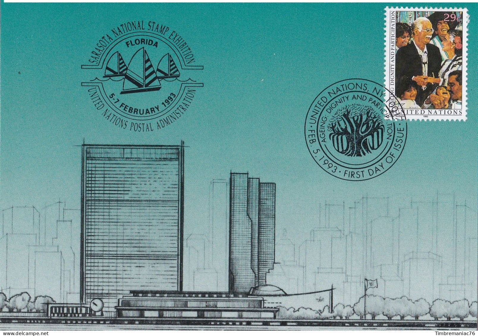 Nations Unies N.Y.  1993 YT 626 Carte Postale Oblitéré 1er Jour - Cartoline Maximum