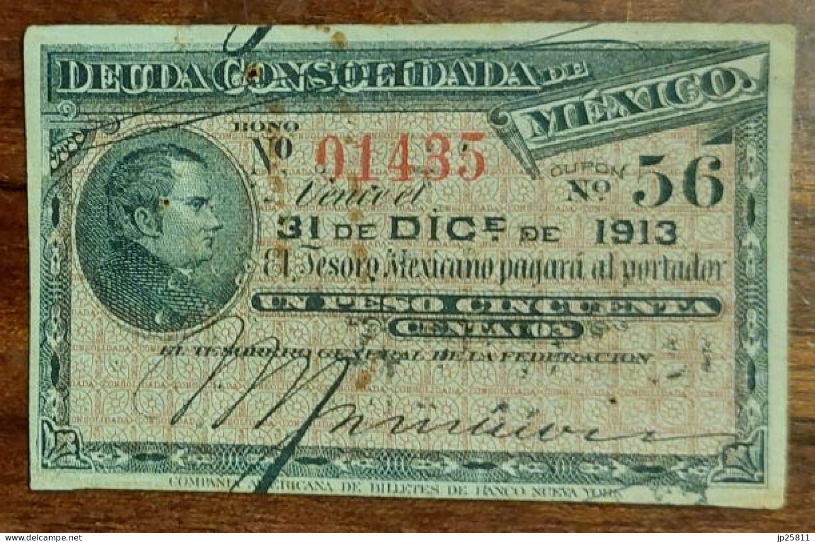 Mexico 1,50 Pesos 1913 Treasury - Mexique