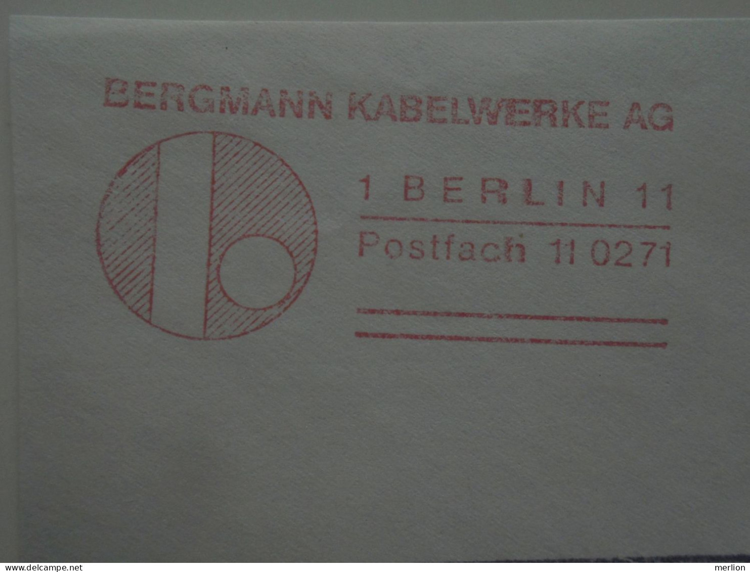 D200332  Red Meter Stamp - EMA - Freistempel  - Germany Berlin  1974 Bergmann Kabelwerke AG  -  Electricity - Elektriciteit