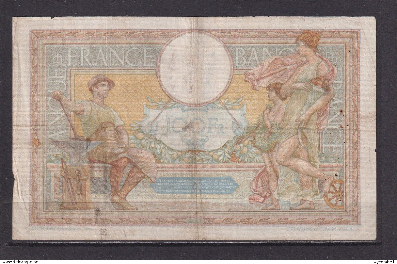 FRANCE - 1935 100 Francs Circulated Banknote As Scans - 100 F 1908-1939 ''Luc Olivier Merson''