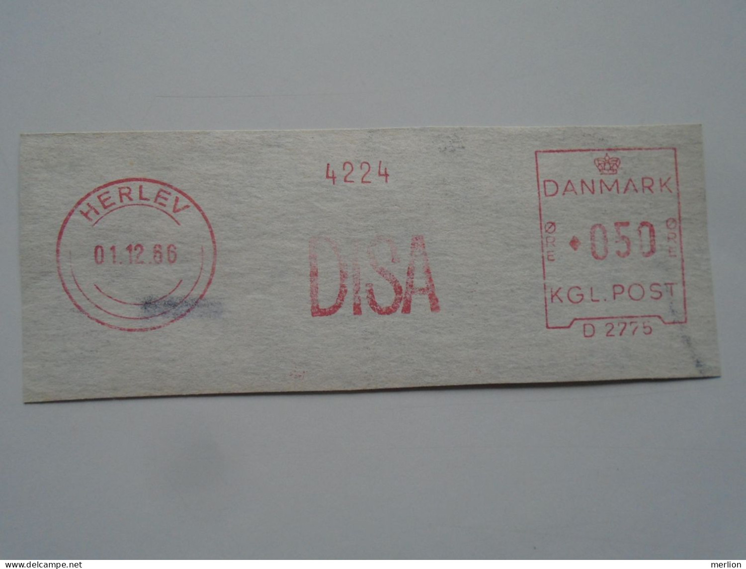 D200336  Red  Meter Stamp - EMA - Freistempel  - Denmark -Danmark - DISA  1966 Herlev - Maschinenstempel (EMA)